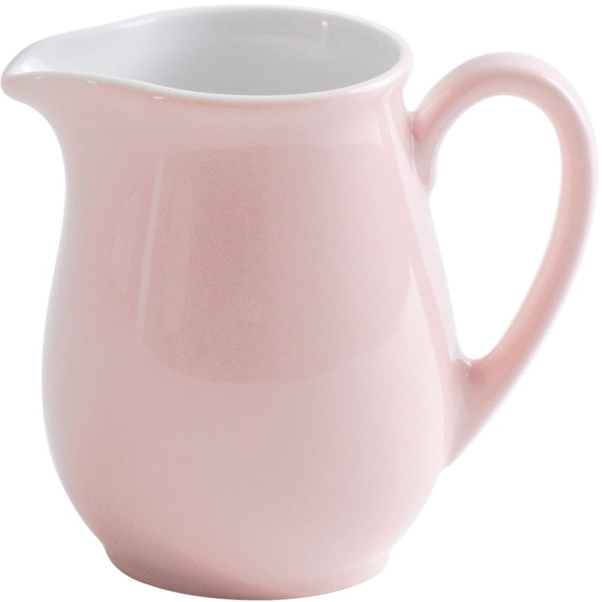 Rosa Porzellan-Milchkännchen mit Henkel.