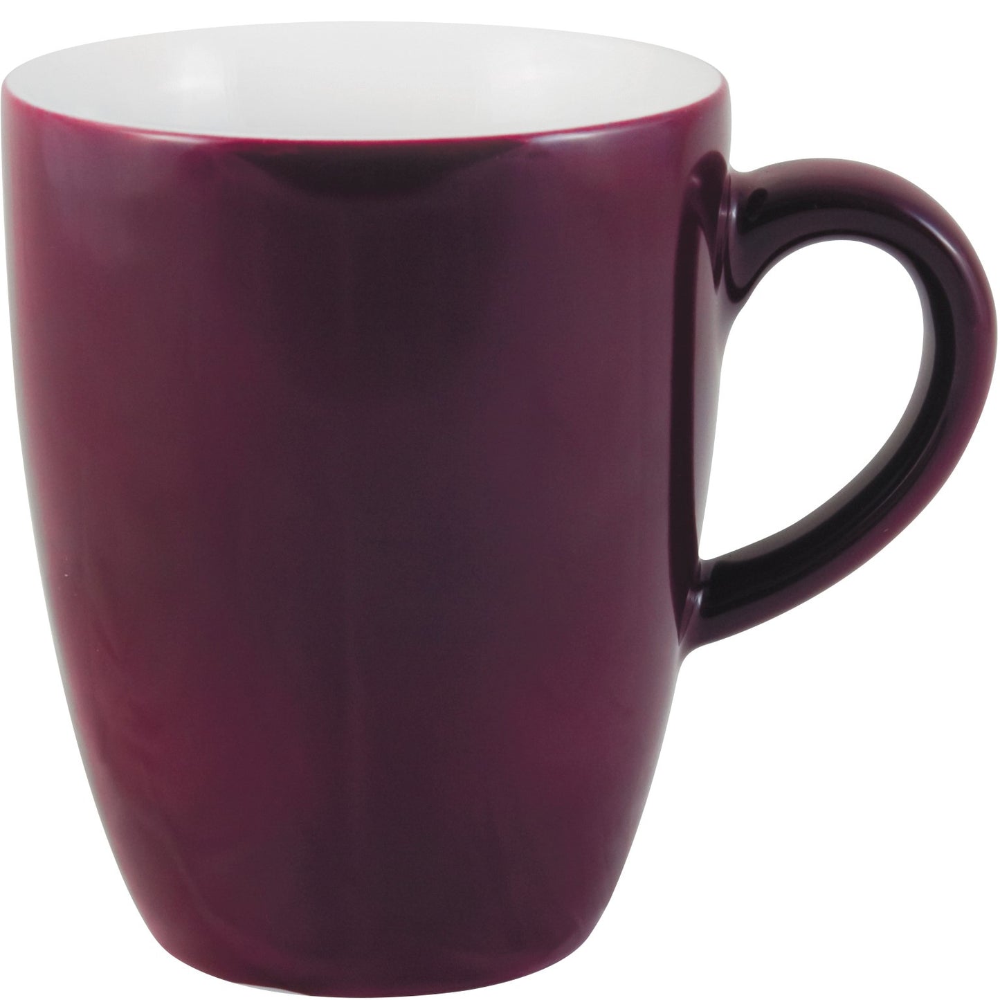 Lila Tasse mit Henkel.