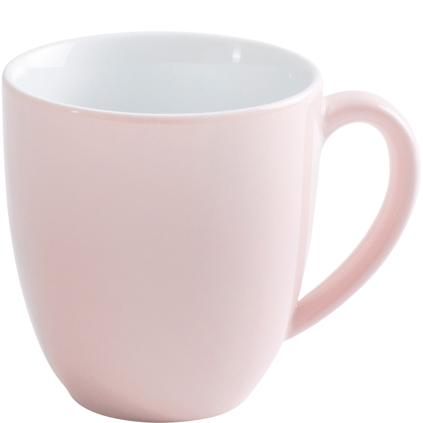 Rosa Tasse mit Henkel.
