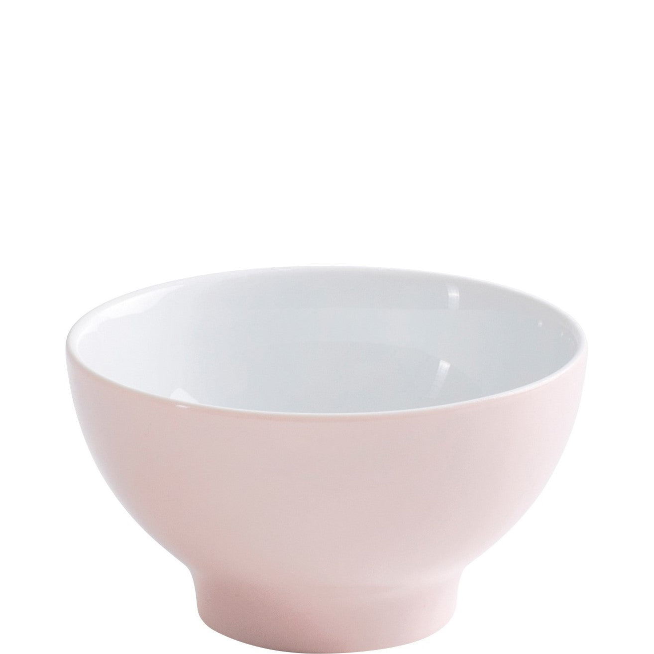 Weiße Schüssel mit rosa Außenseite.