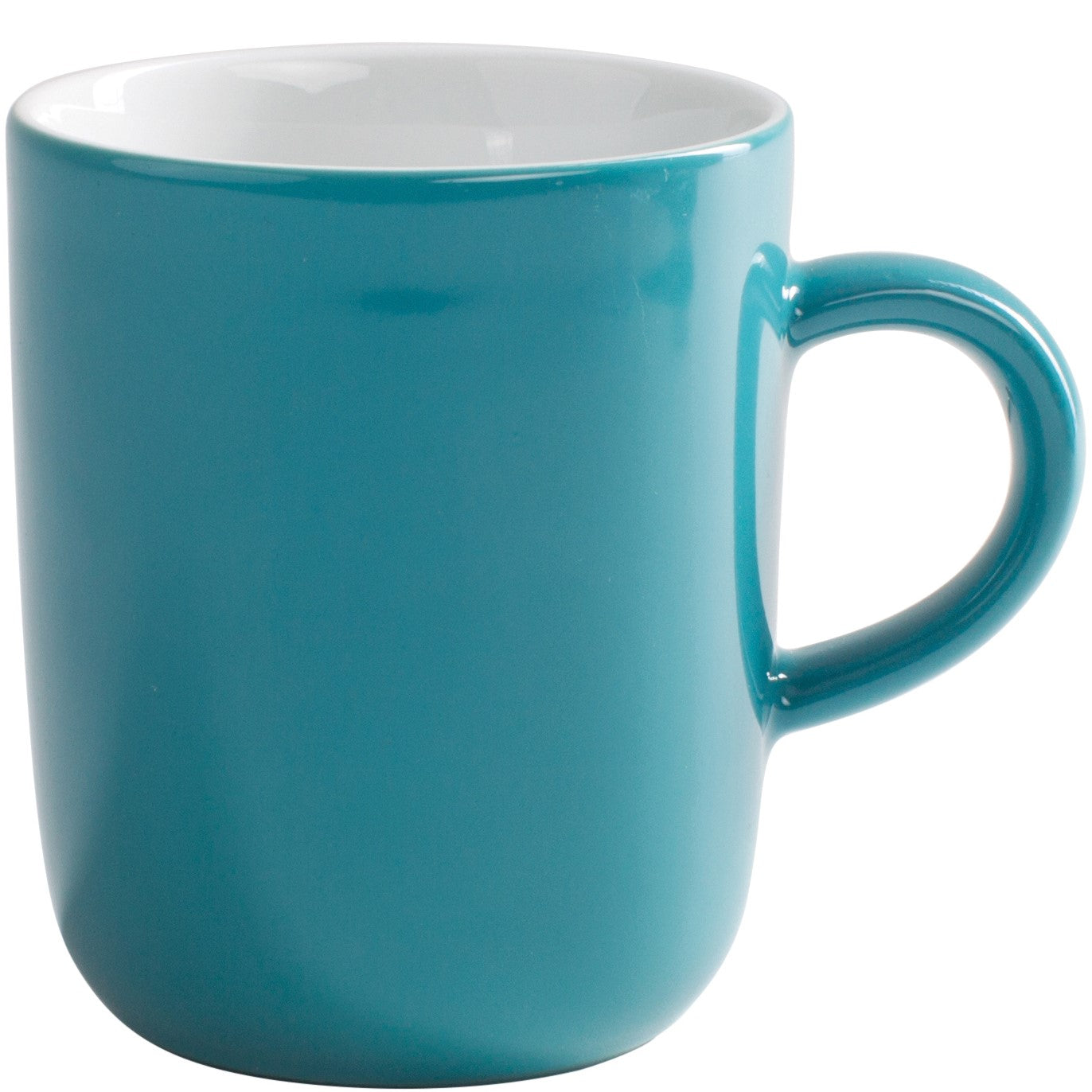 Blaue Porzellantasse mit Henkel.