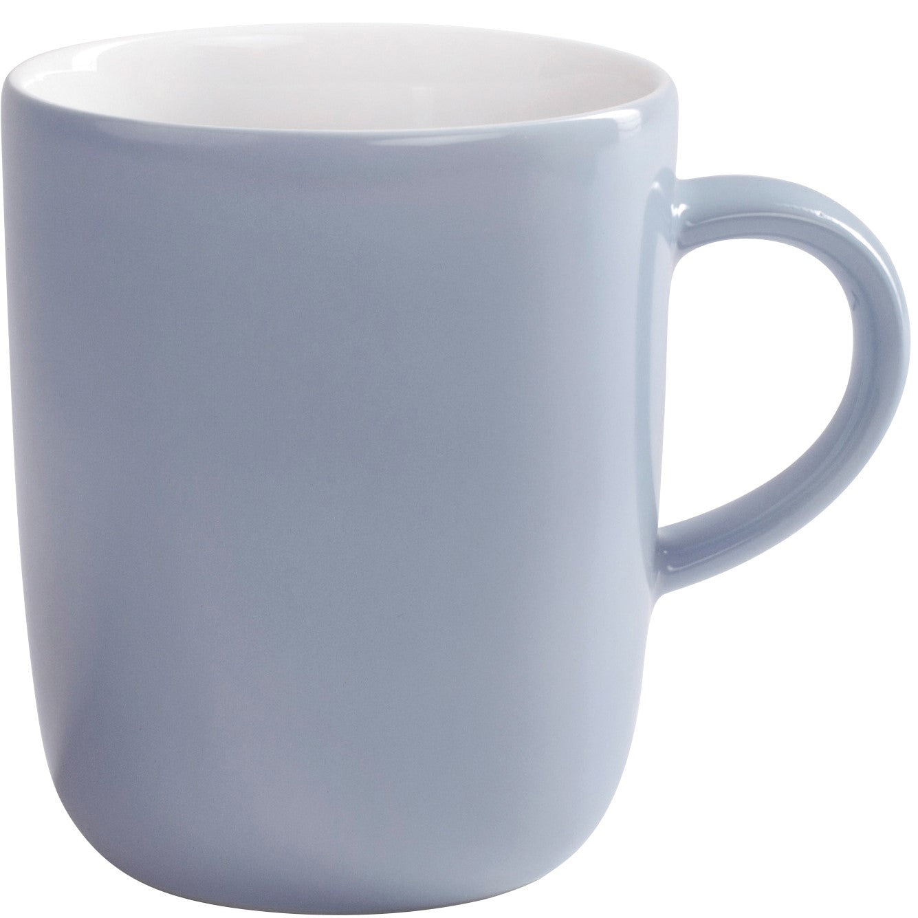 Blaue Porzellantasse mit Henkel.