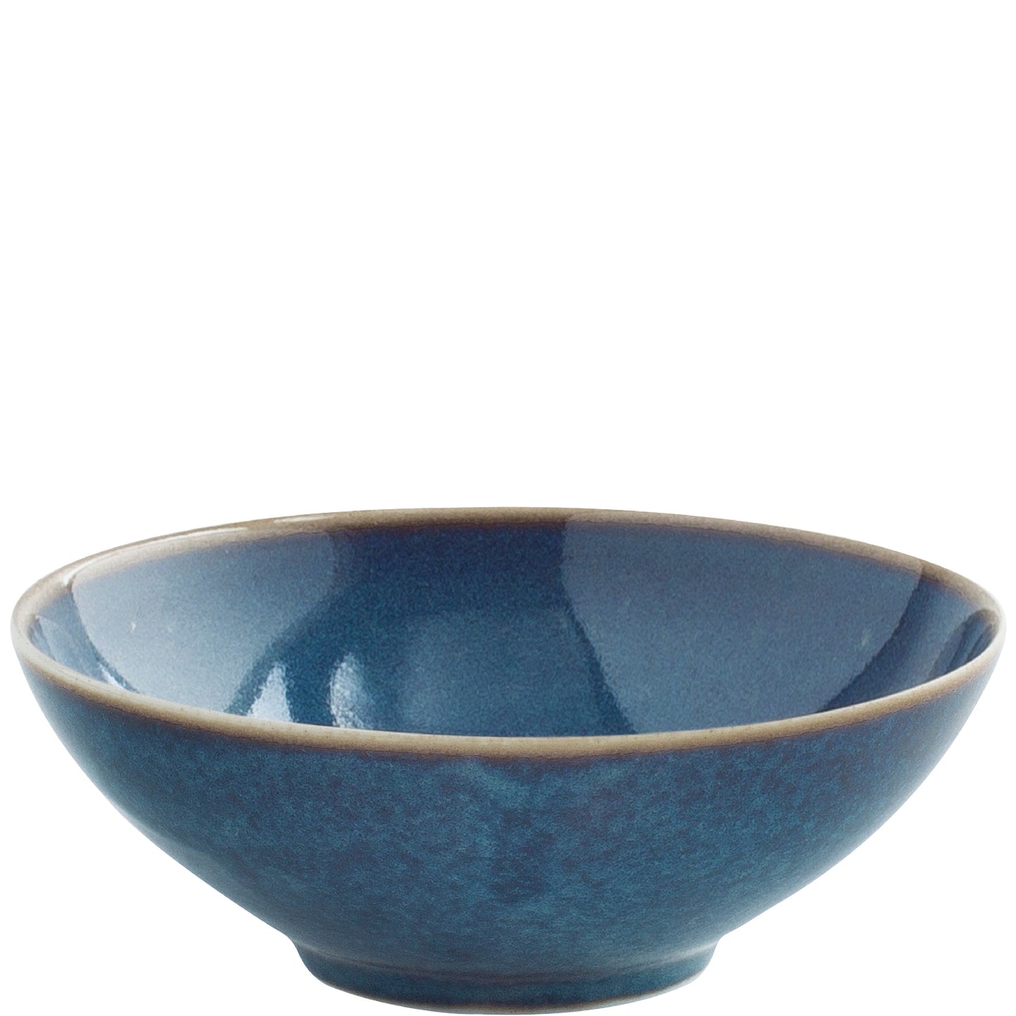 Blaue Porzellanschale mit Rand.