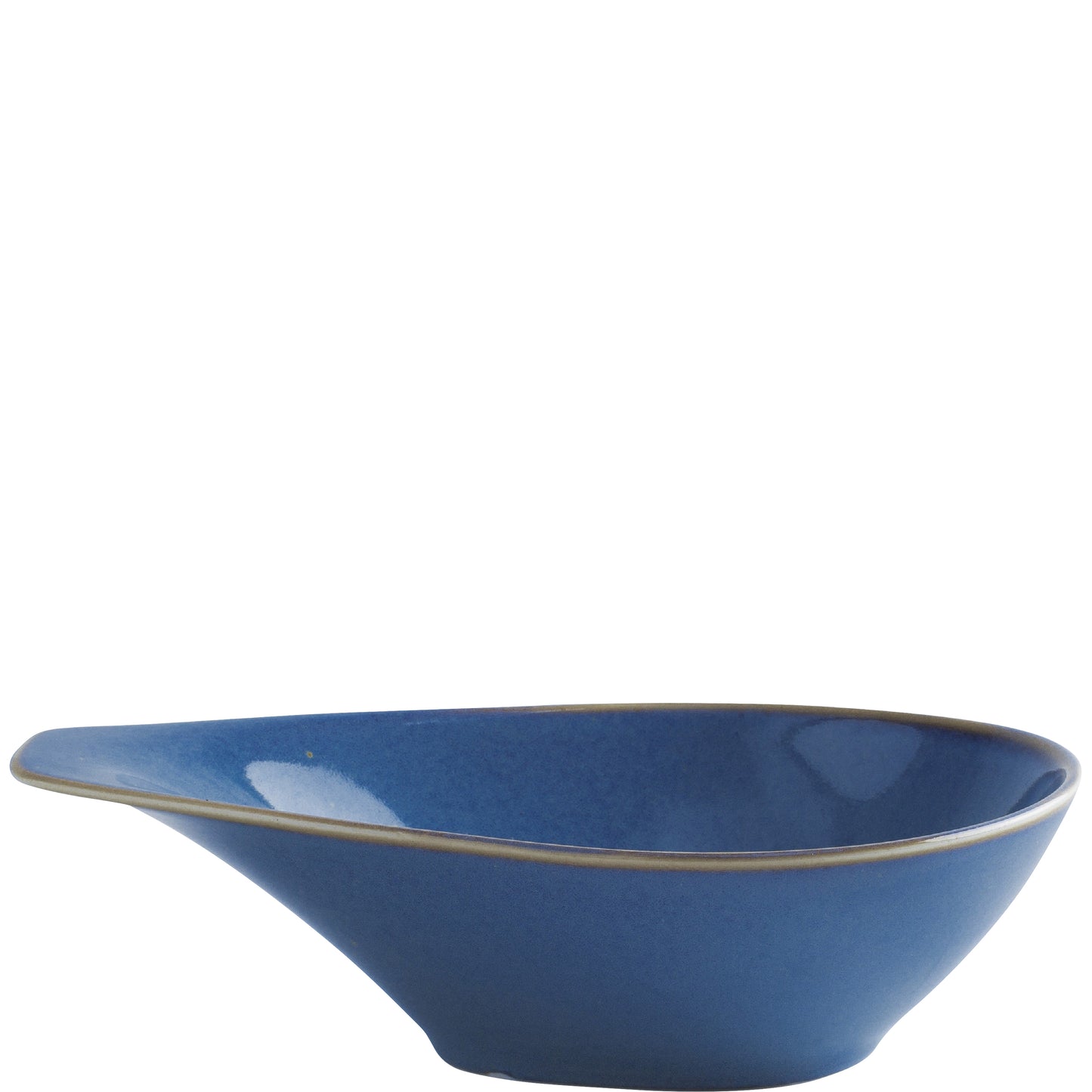 Blaue Porzellanschale mit Rand.