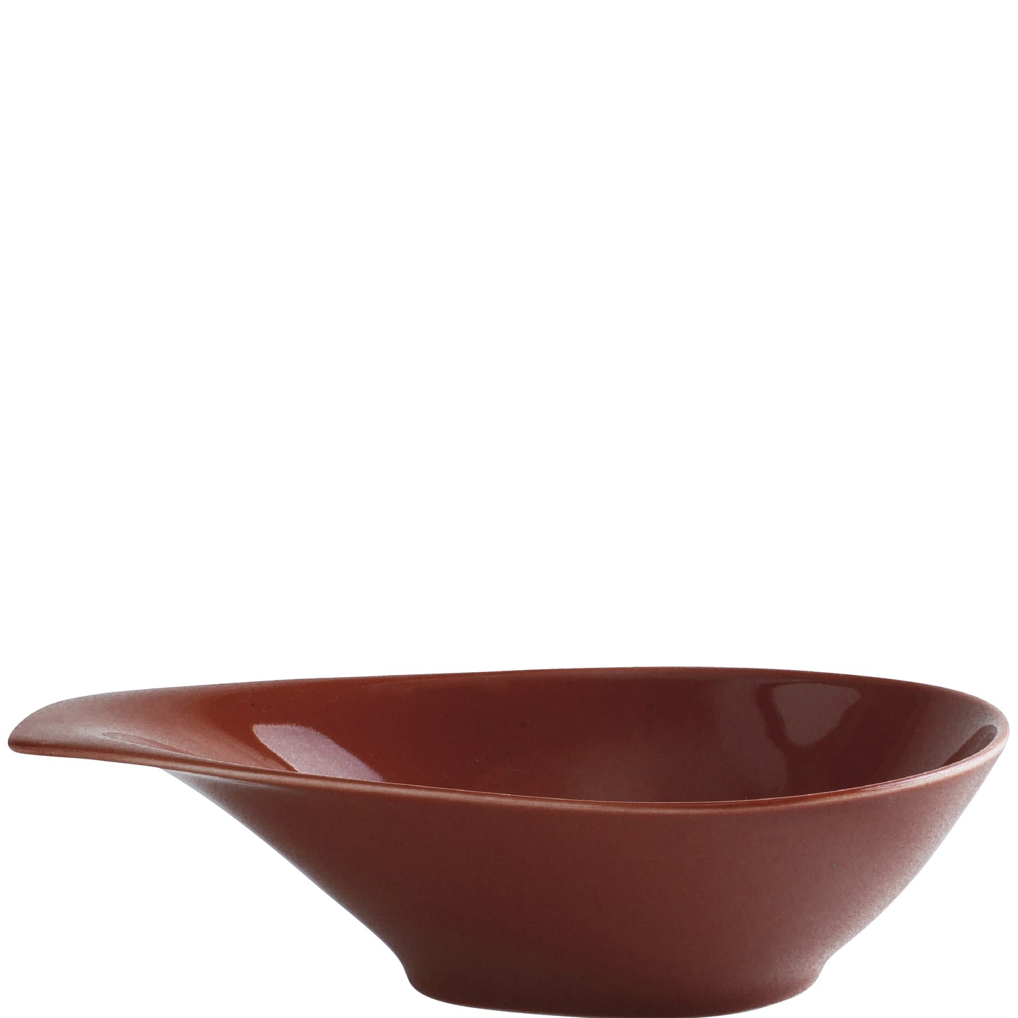 Braune, asymmetrische Porzellanschale.