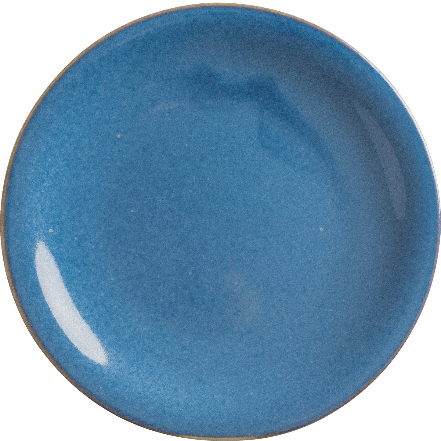 Blauer Teller mit glatter Oberfläche.