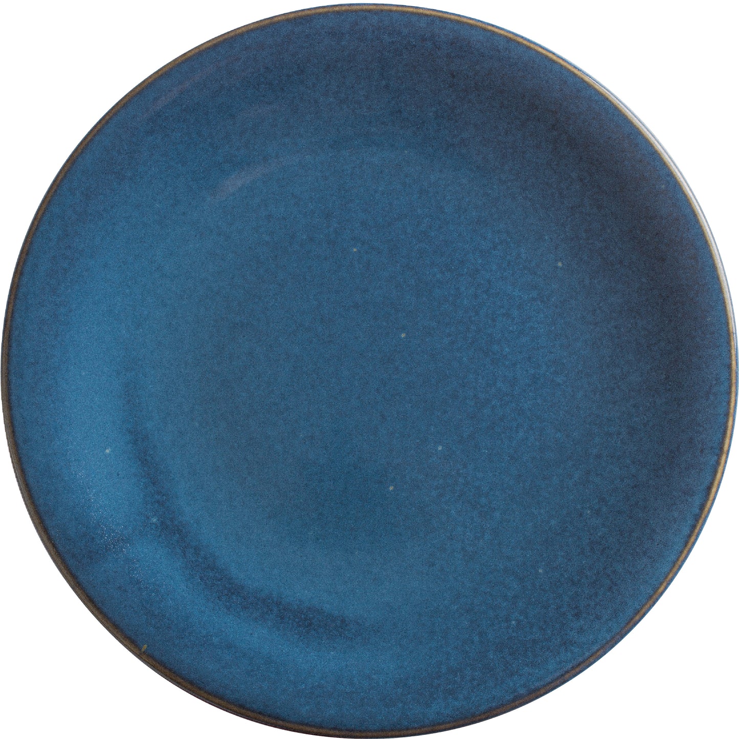 Blauer Porzellanteller, schlichtes Design.