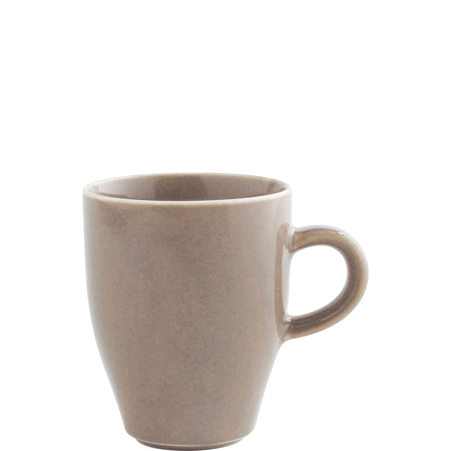Braune Tasse mit Henkel.