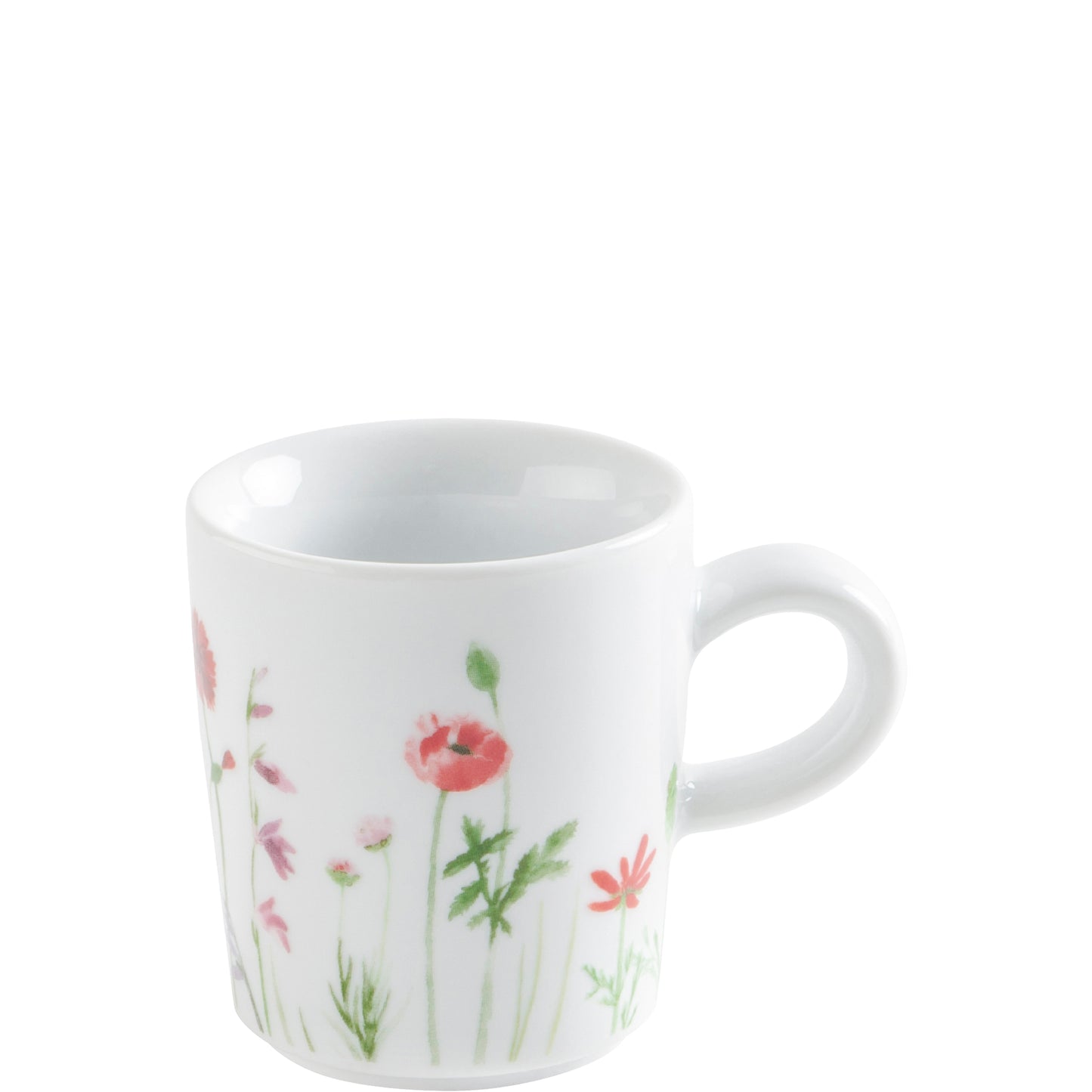 Tasse mit Blumenmuster aus Porzellan.