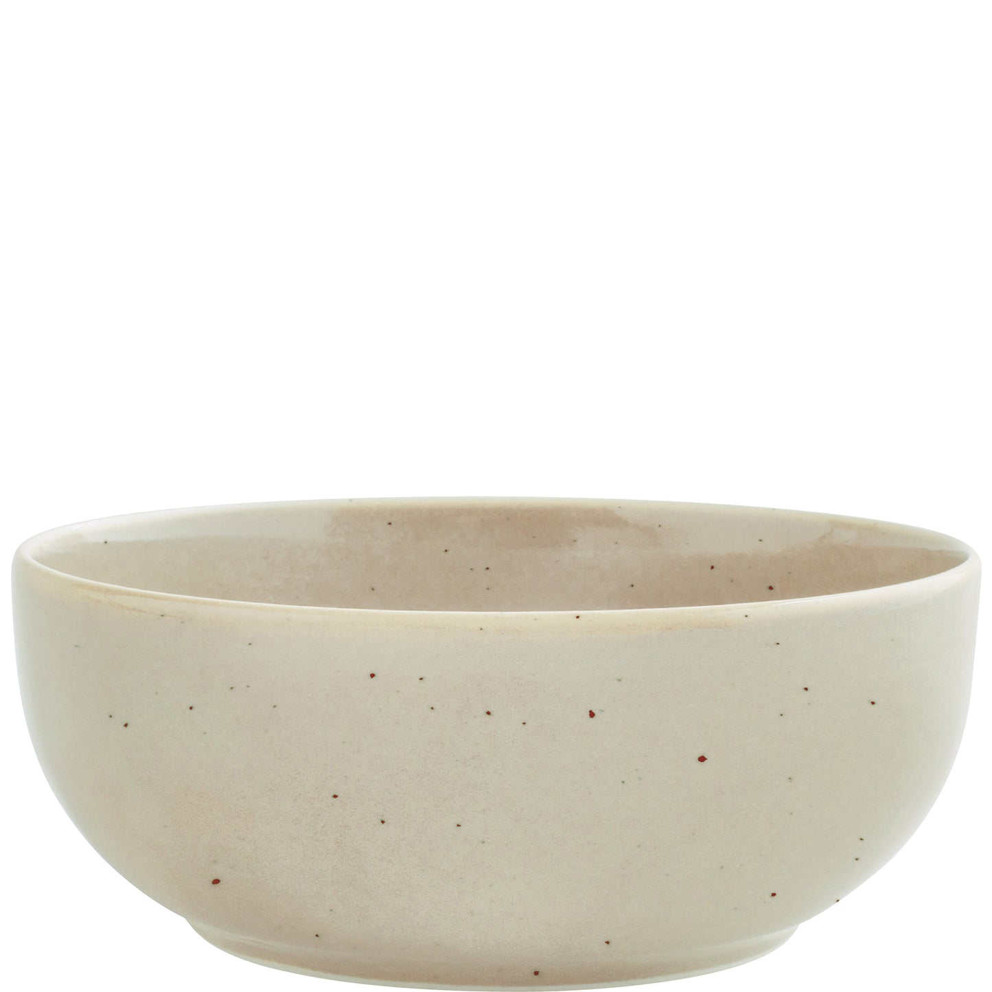 Beige Schüssel mit Sprenkeln.