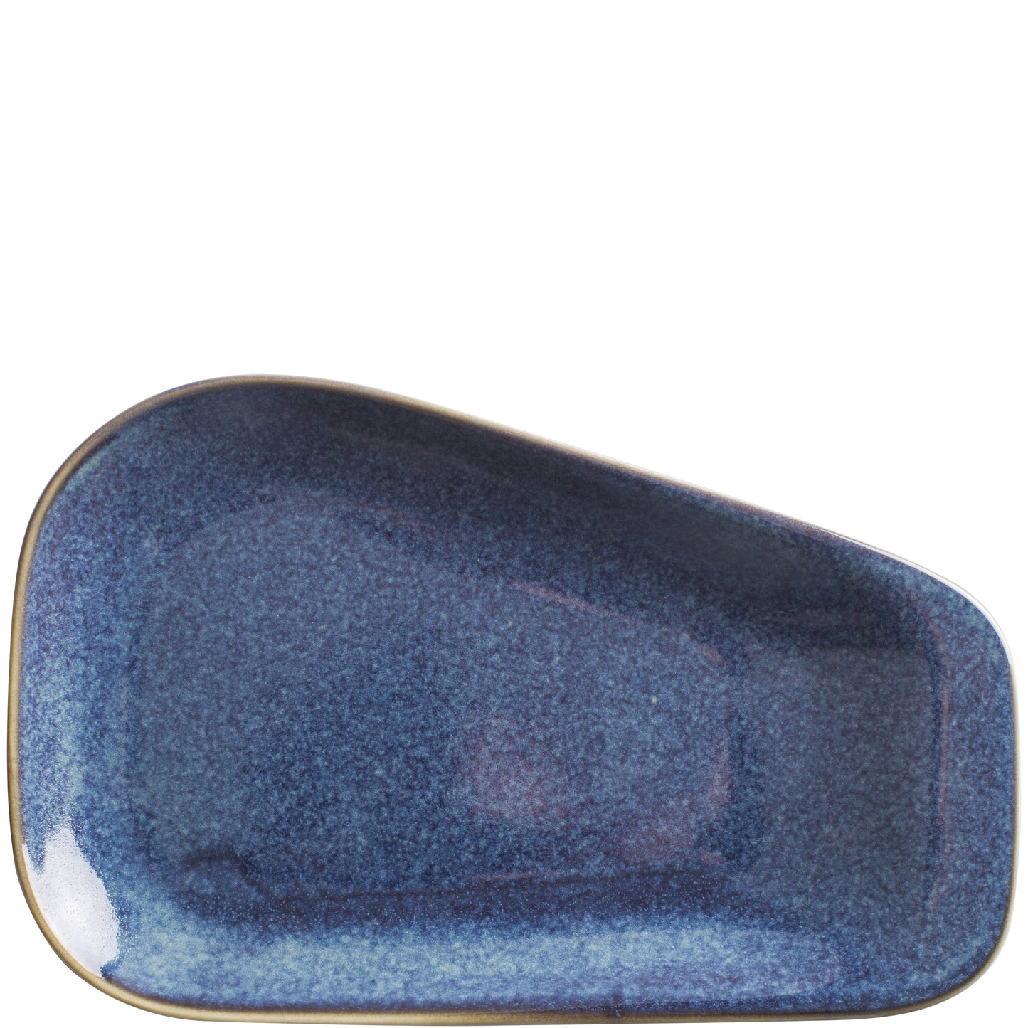 Blauer, unregelmäßiger Porzellanteller.