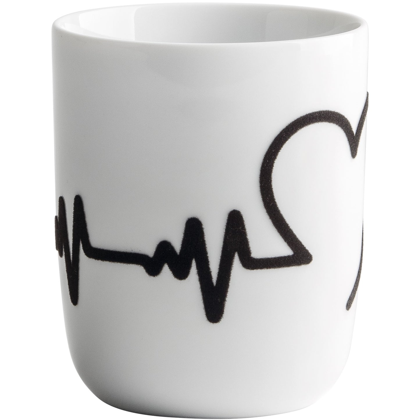 Weiße Tasse mit Herzlinie.