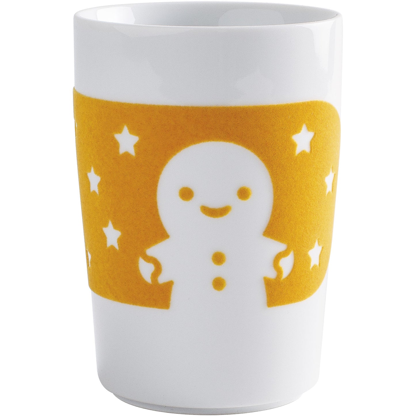 Tasse mit Lebkuchenmann-Motiv.