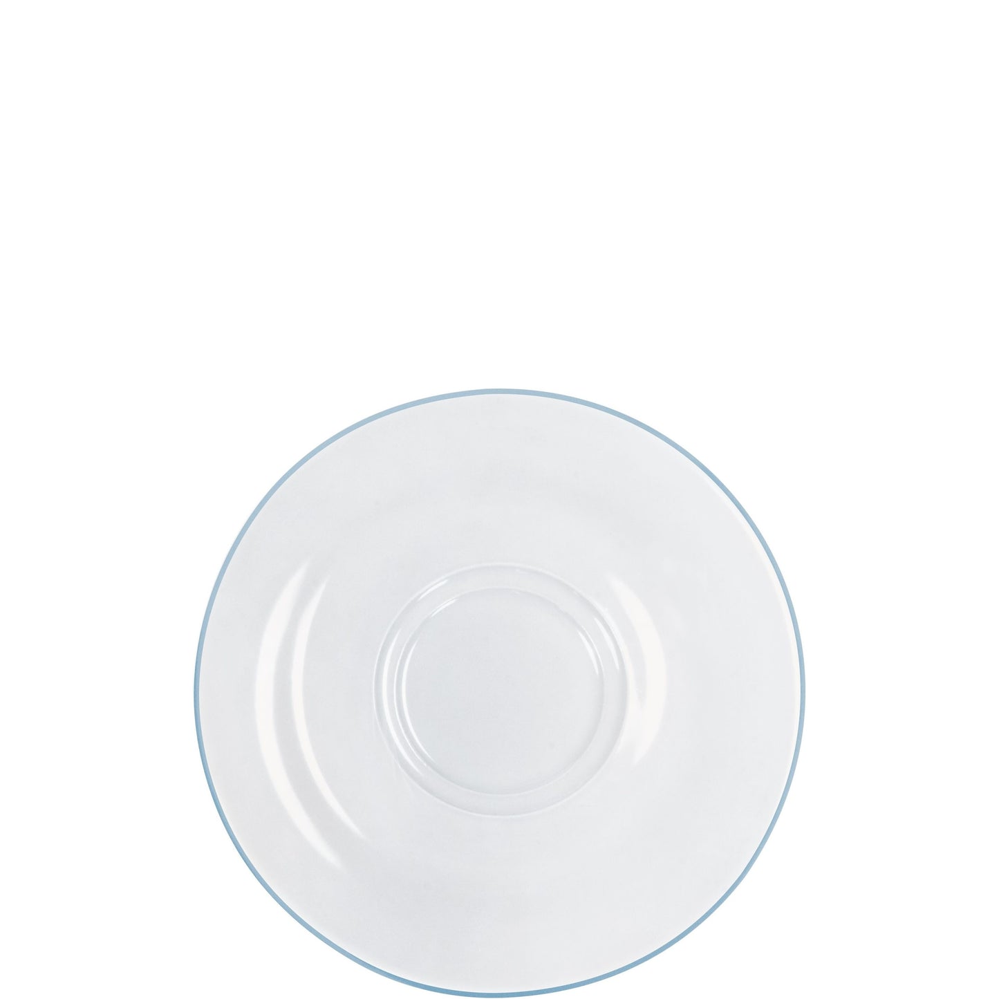Weiße Porzellanuntertasse, schlichtes Design.