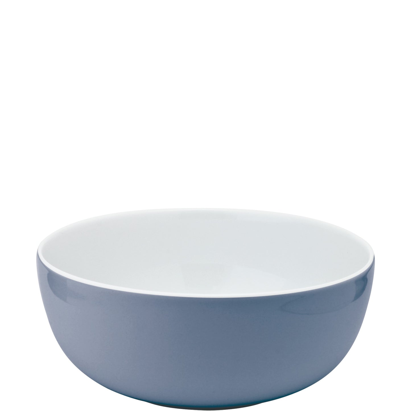 Blaue Porzellanschüssel, weiß innen.