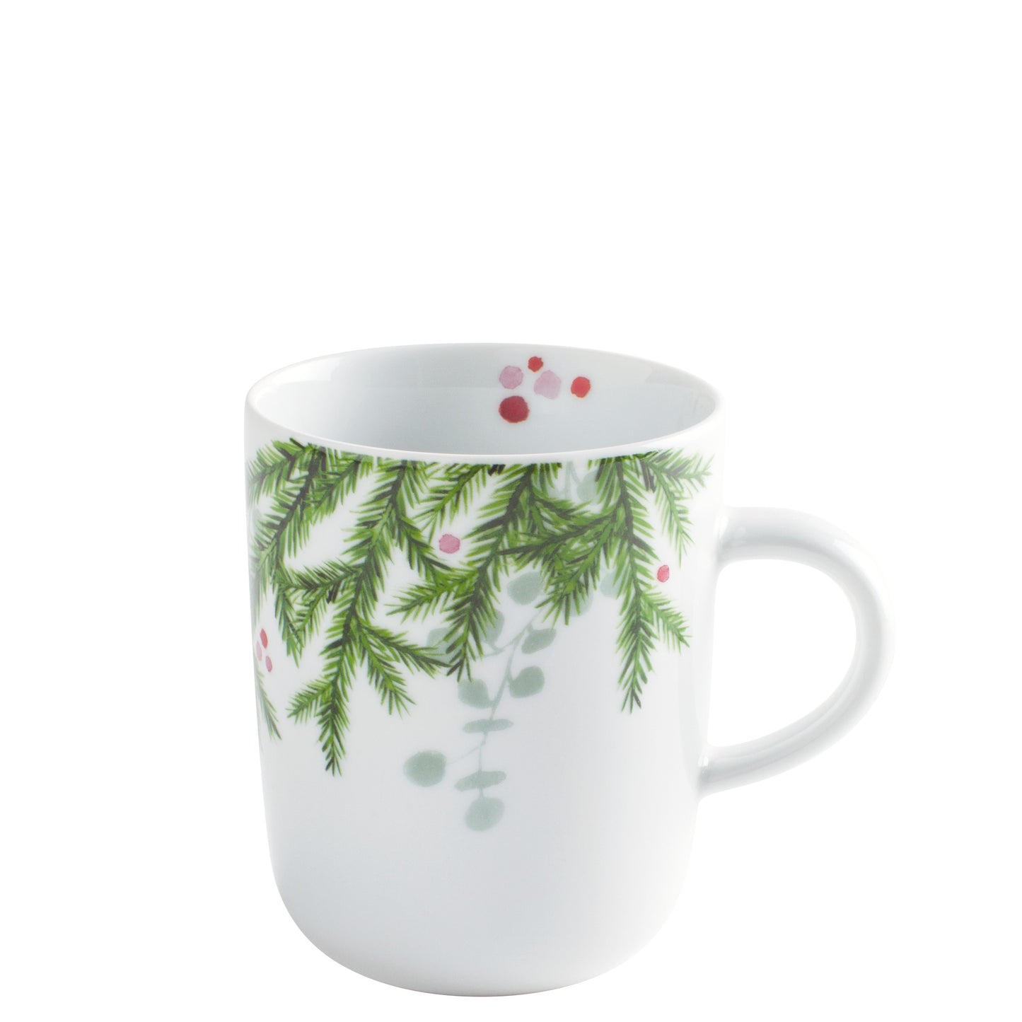 Tasse mit Tannenzweig-Muster.