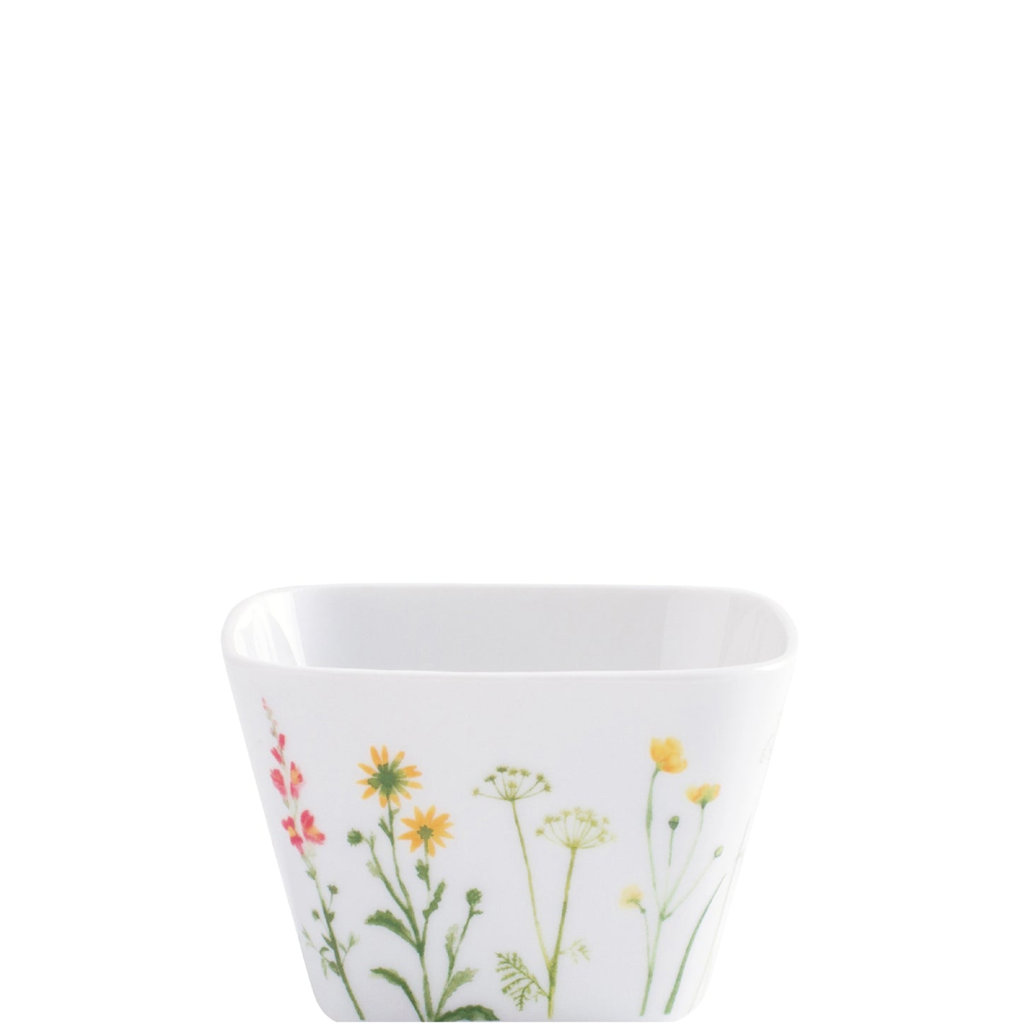Weiße Schale mit Blumenmuster.