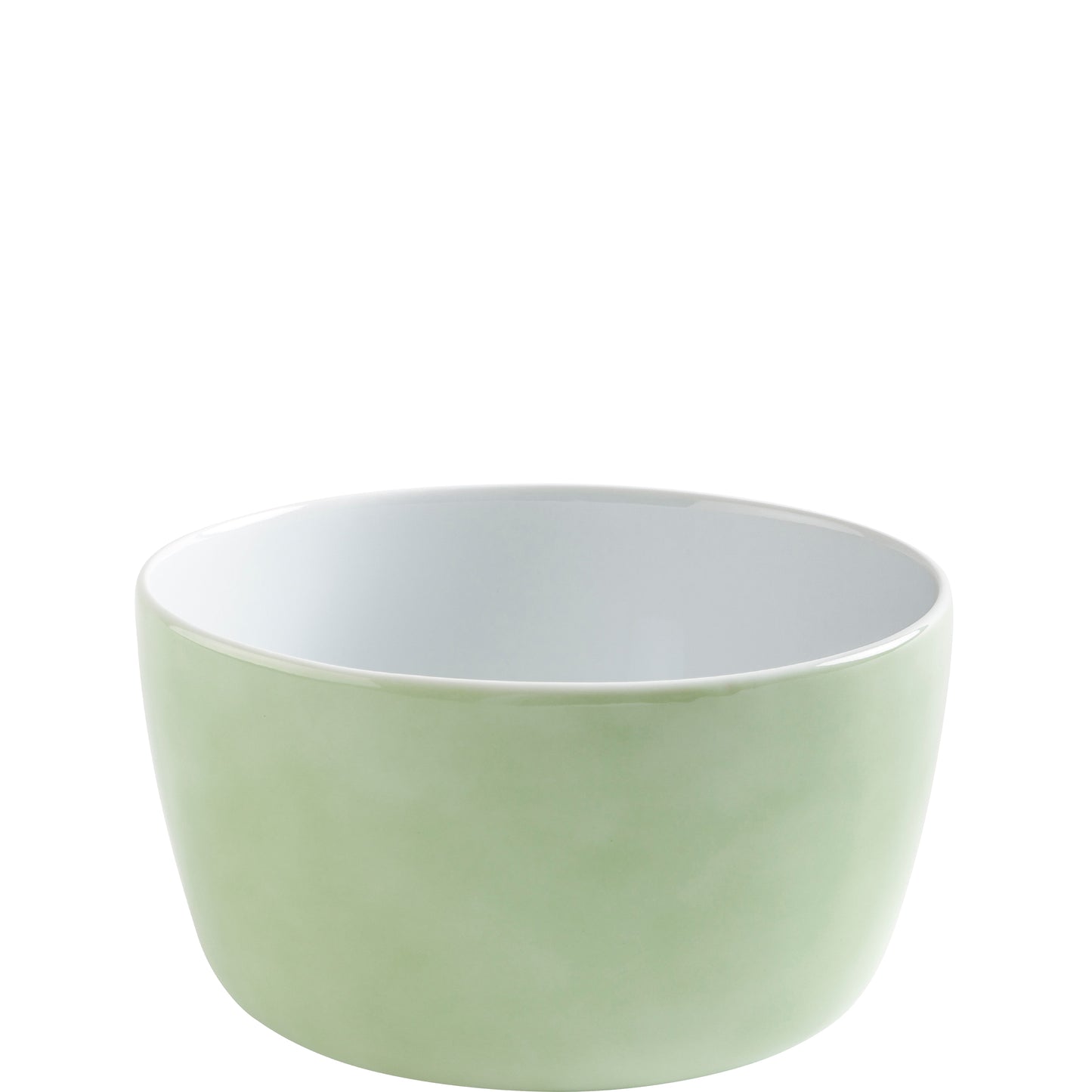 Grüne Porzellanschüssel, schlichtes Design.