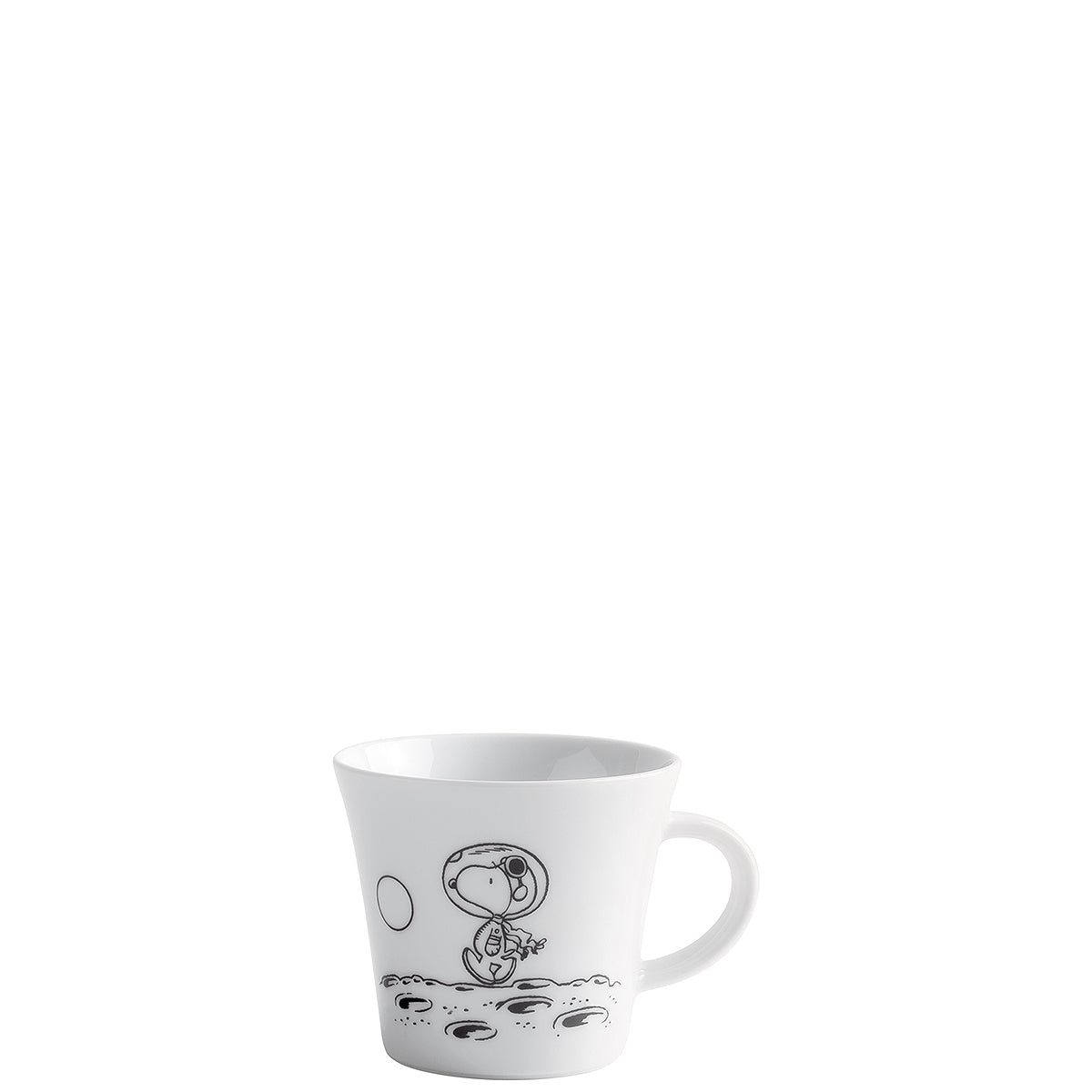 Tasse mit Comic-Motiv, weiß.