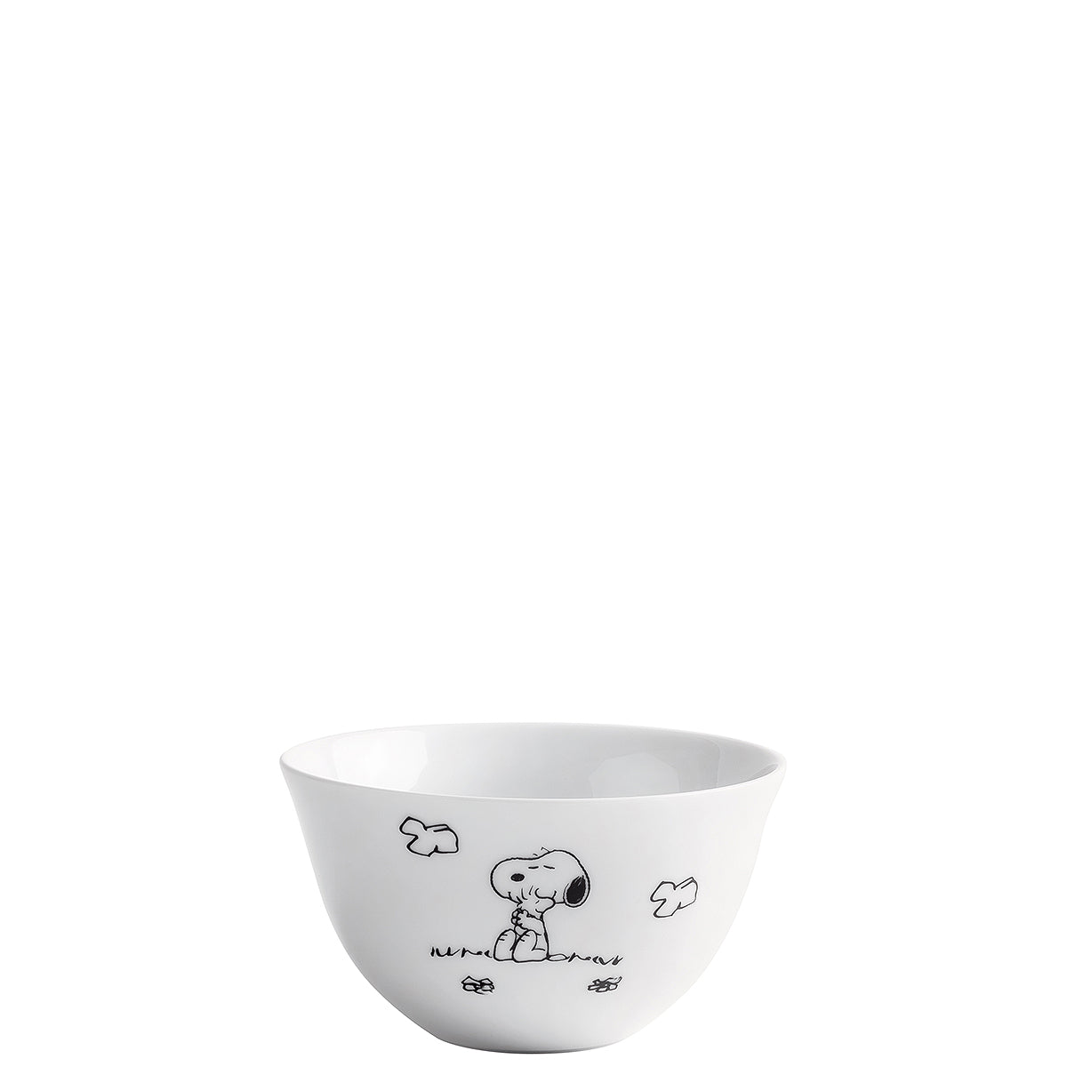Weiße Schüssel mit Snoopy-Motiv.