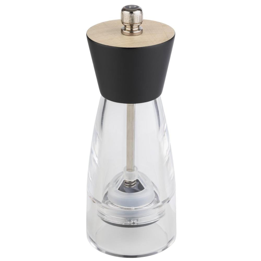 Pfeffermühle aus Glas und Metall.