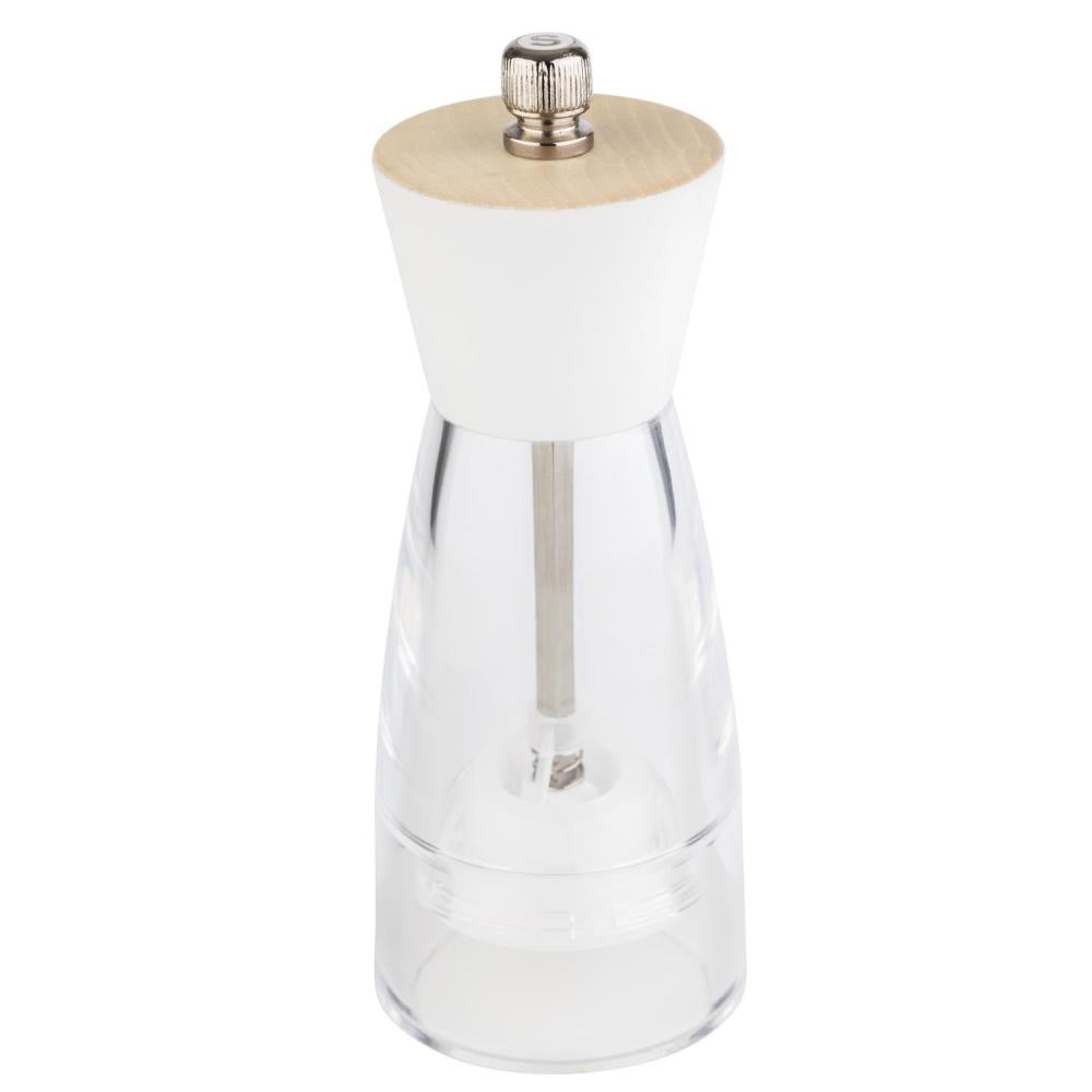 Pfeffermühle aus Glas und Holz.