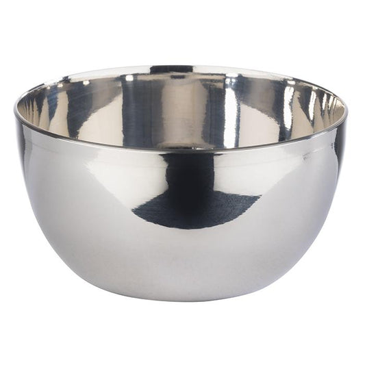 Metallschüssel aus Edelstahl, glänzend.