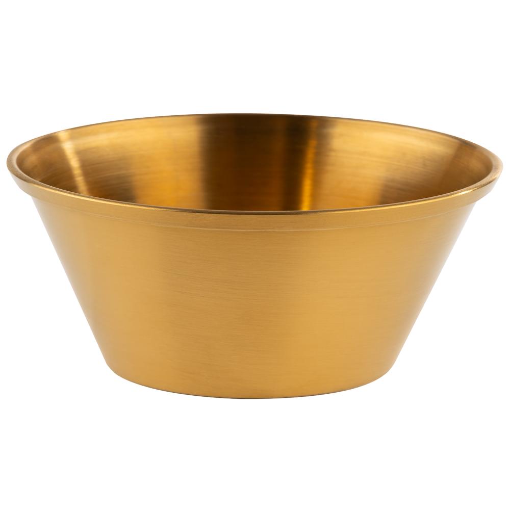 Goldene Metallschale für Gastronomie.