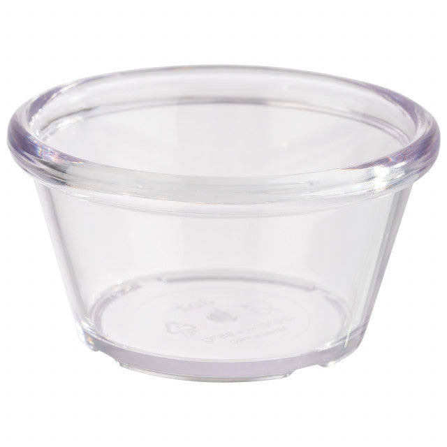 Kunststoffschale transparent, leer, rund.