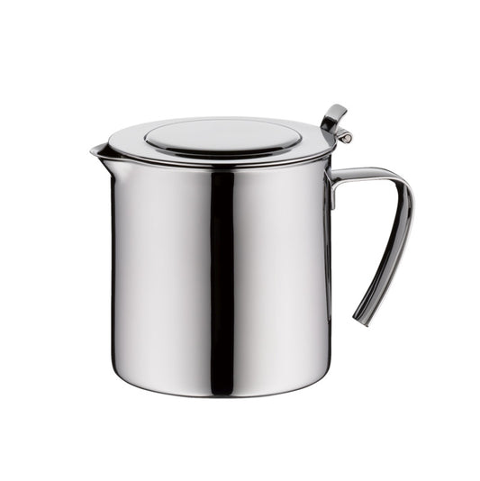 Silberne Teekanne mit Deckel.