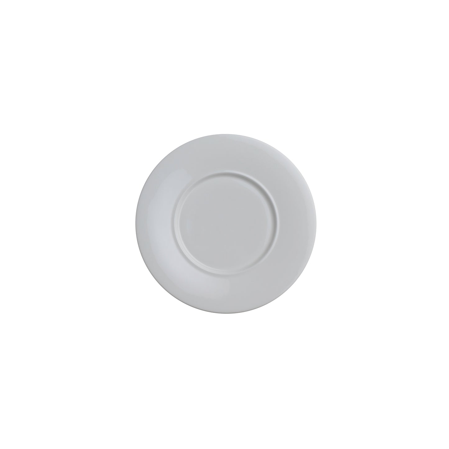 Leerer weißer Porzellanteller, minimalistisch.