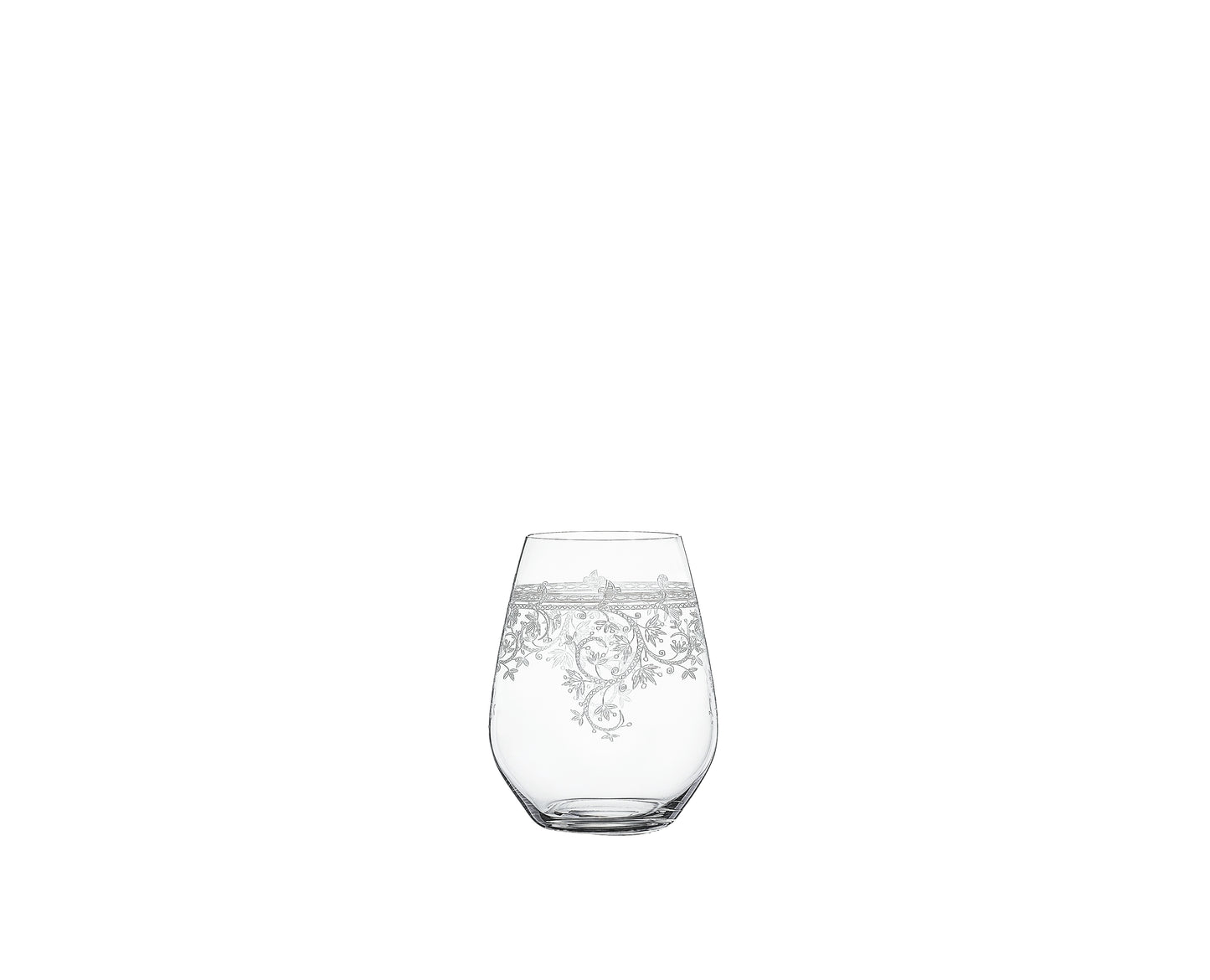 Verziertes Glas auf weißem Hintergrund.