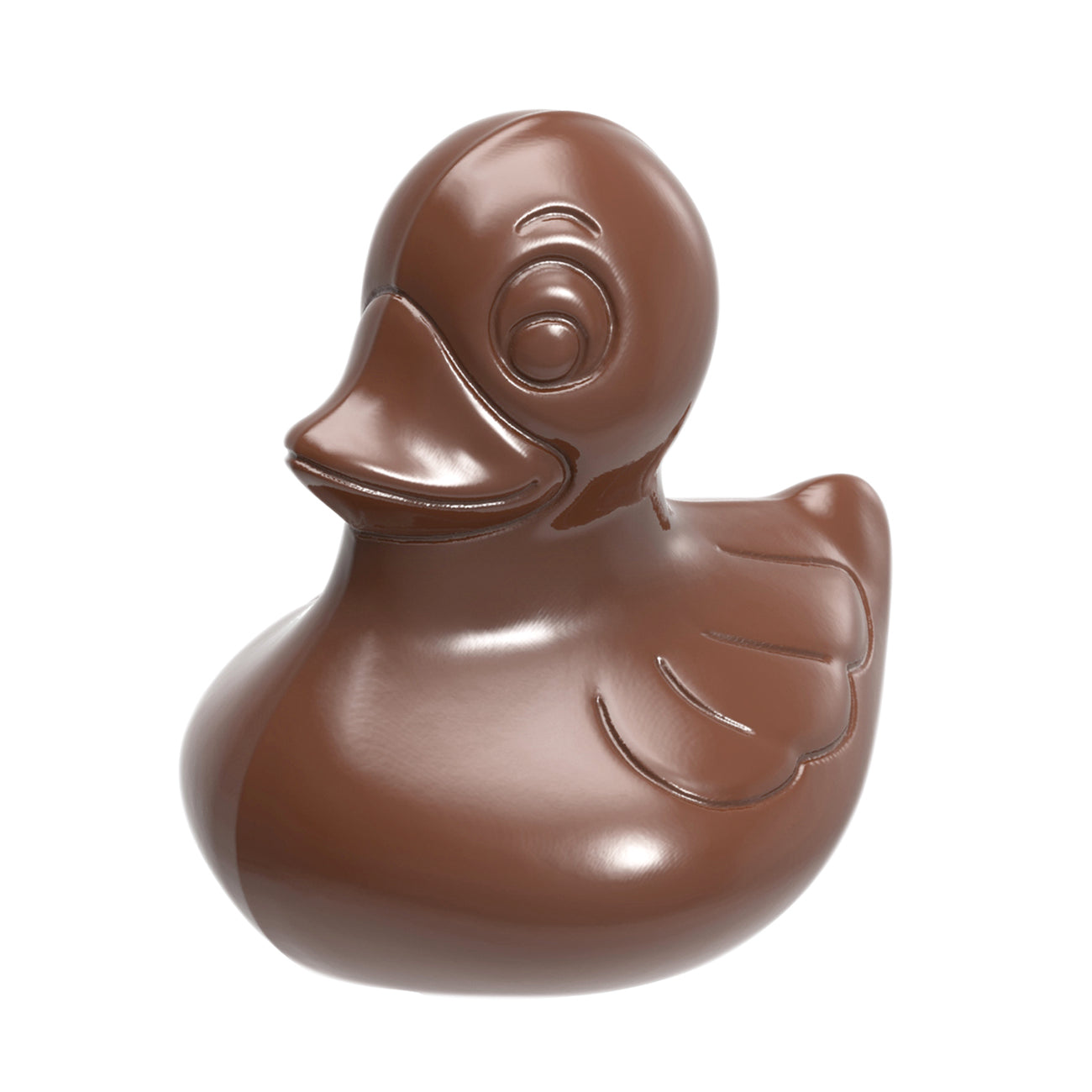 Braune Gummiente aus Schokolade.