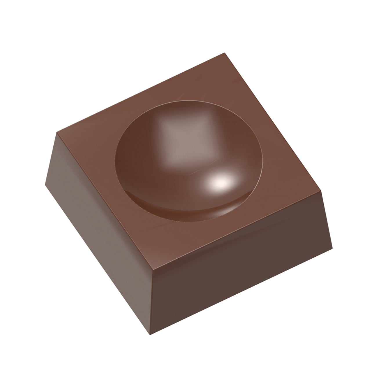 Schokoladenpraline auf weißem Hintergrund.