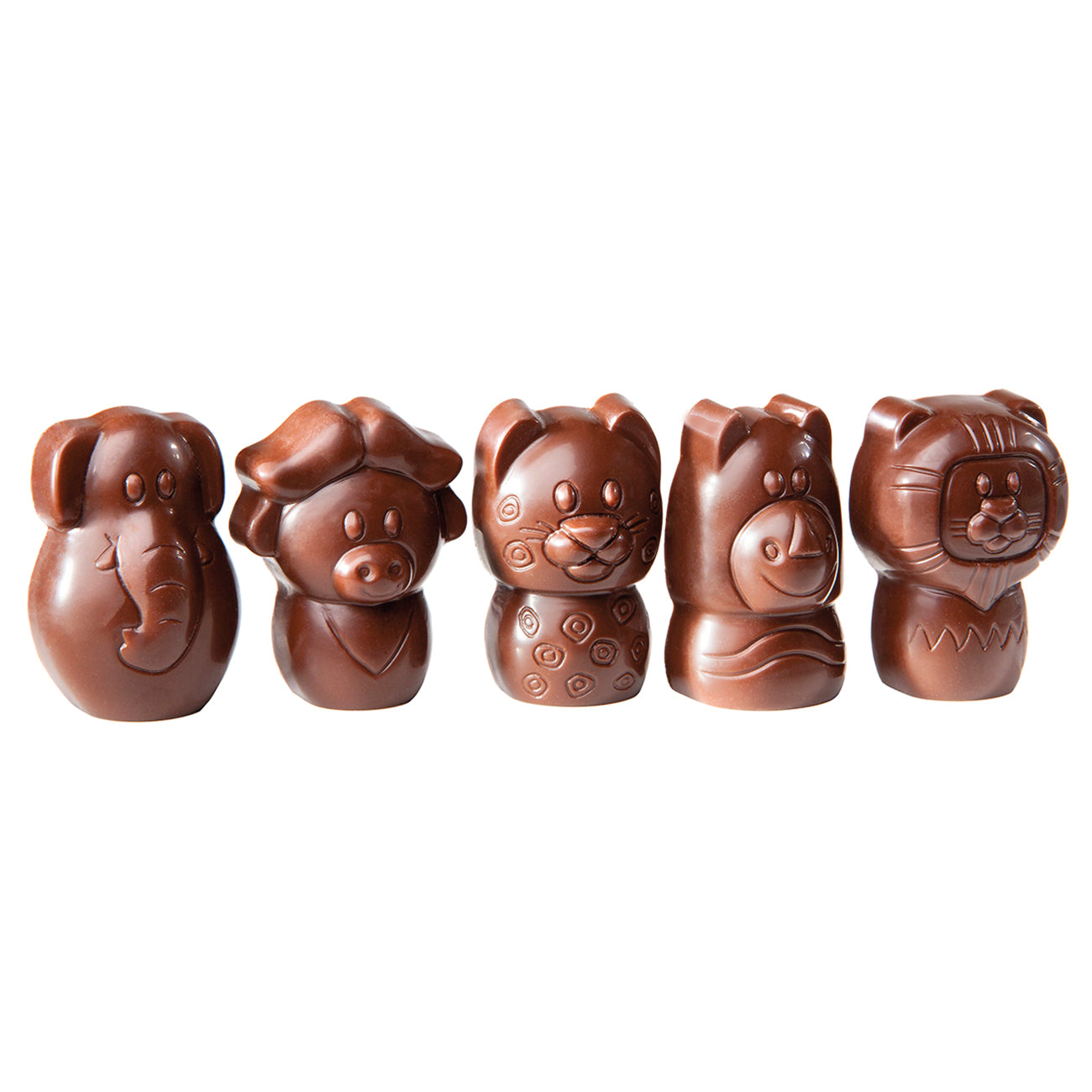 Bunte Tierfiguren aus Holz.
