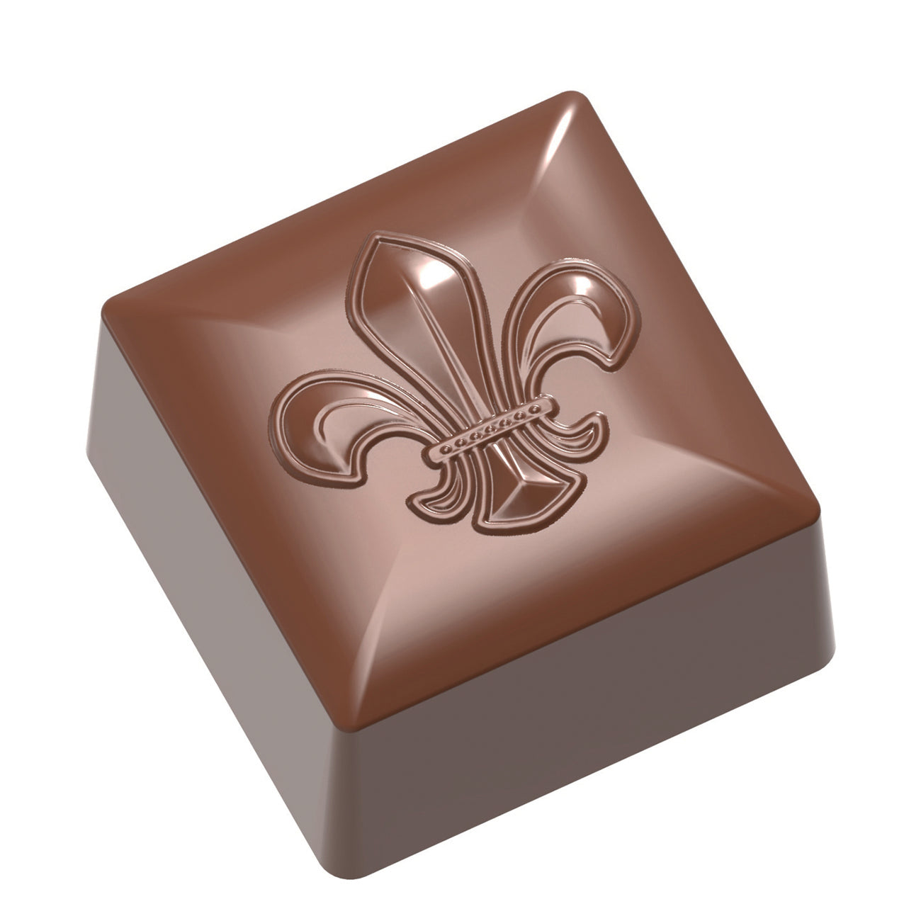 Schokoladentafel mit Fleur-de-Lis-Motiv.