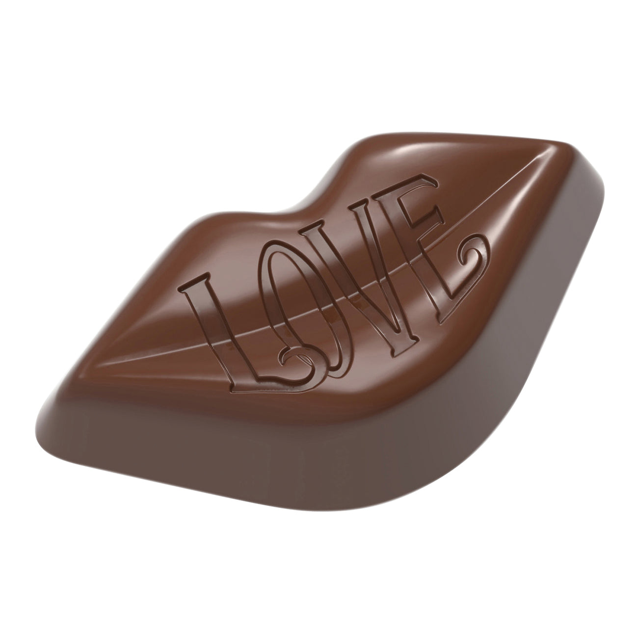 Schokoladenkuss mit "LOVE"-Prägung.