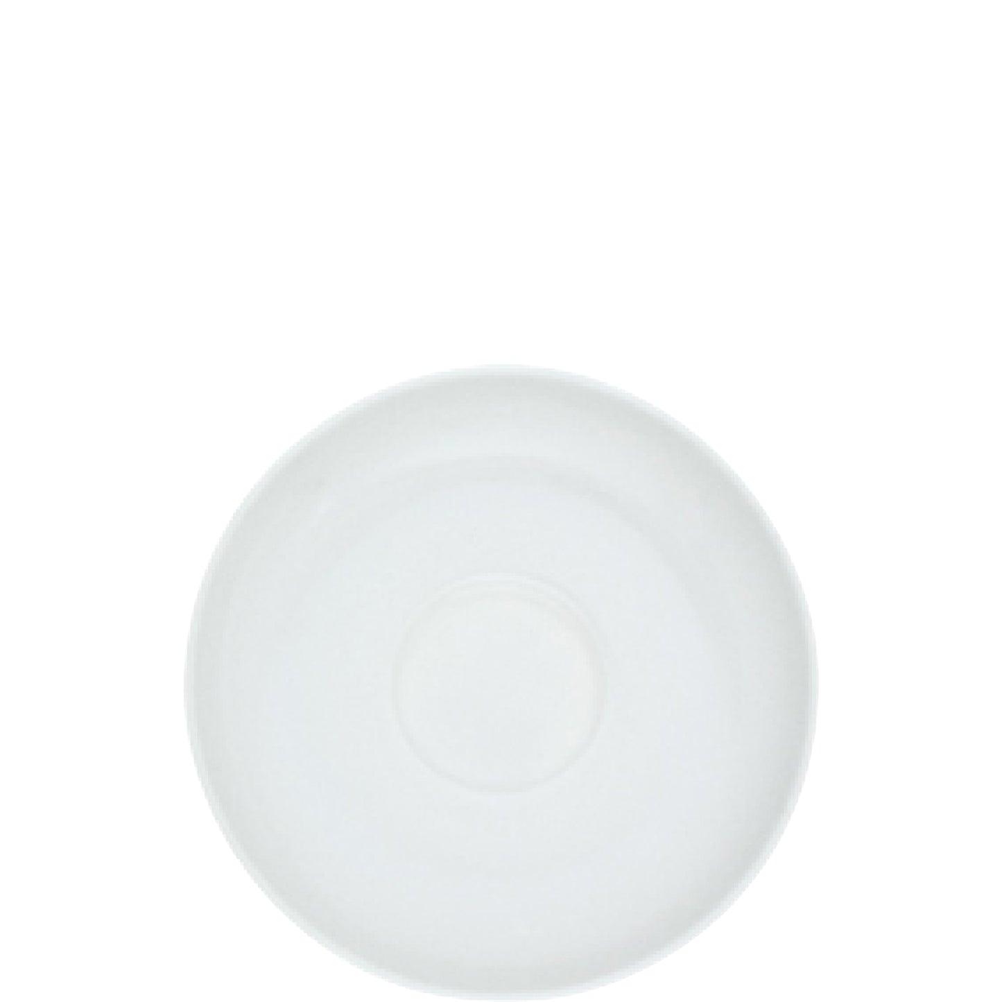 Weiße Porzellanuntertasse, schlichtes Design.