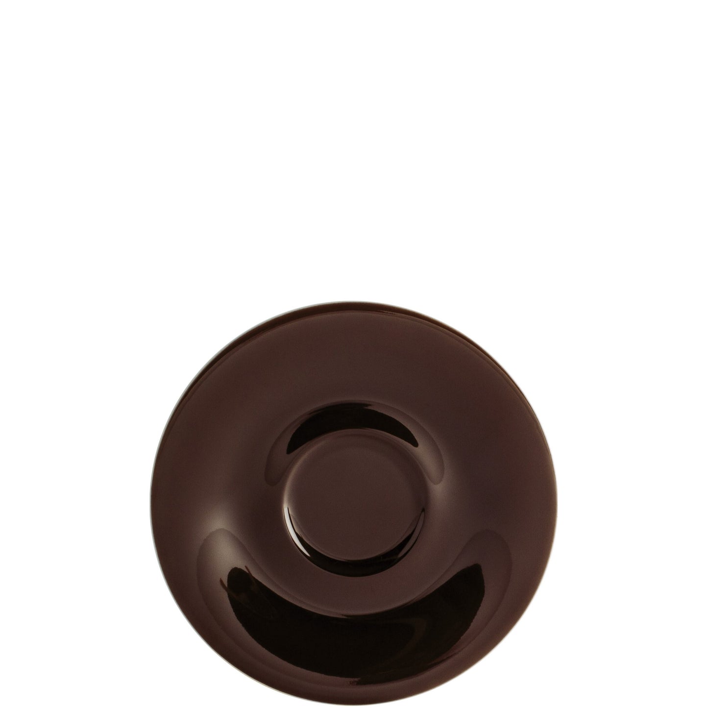 Braune Untertasse aus Porzellan.