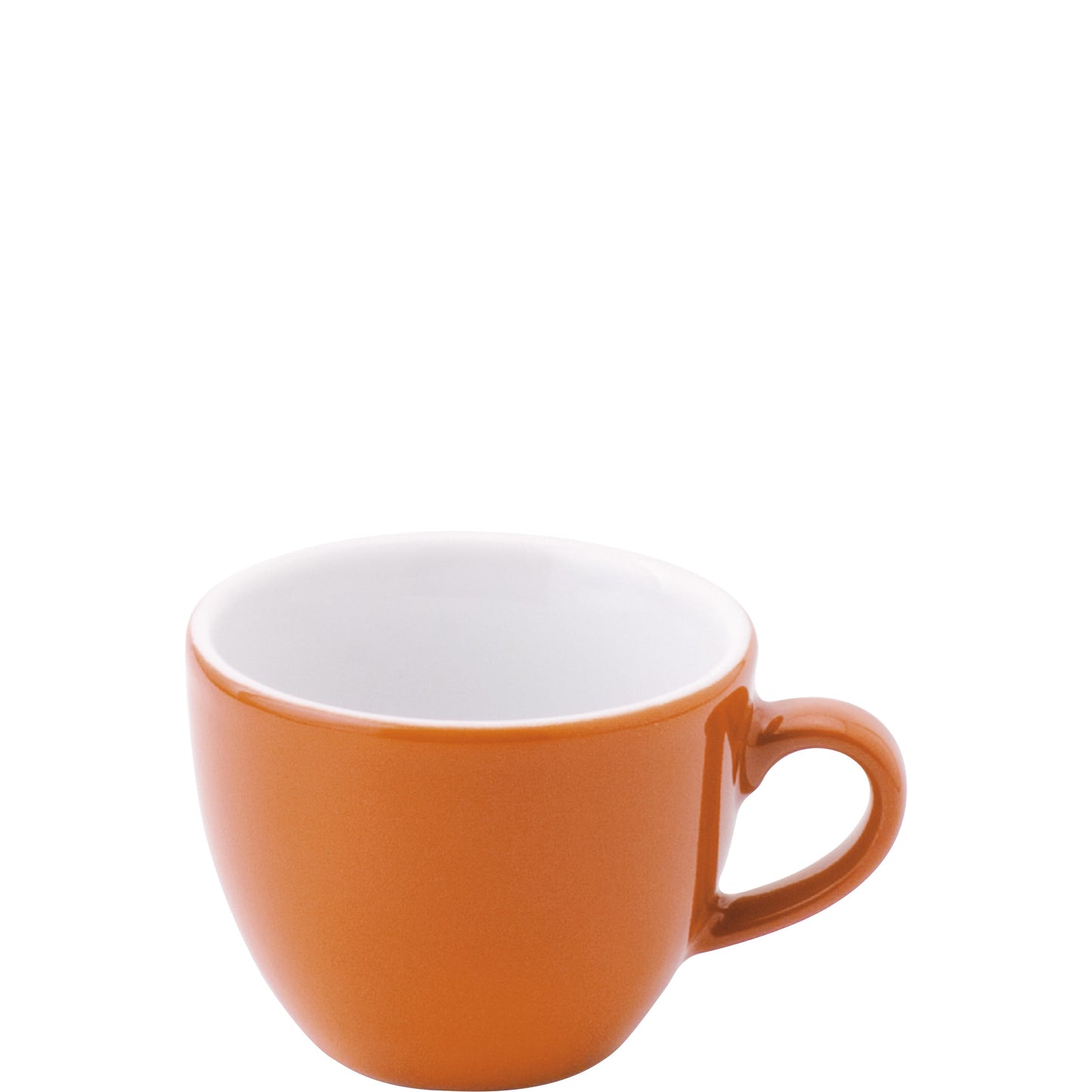 Orange Tasse aus Porzellan.