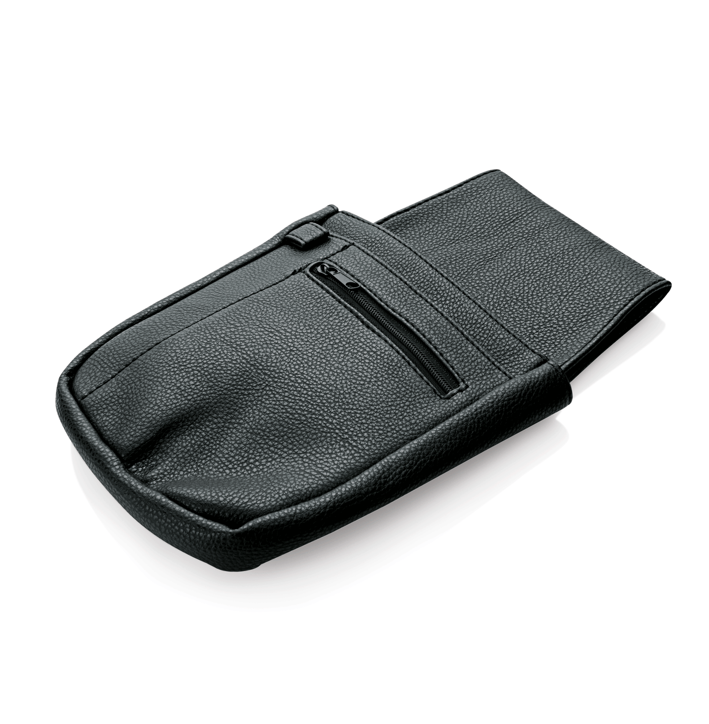 Schwarze Kellnertasche mit Reißverschluss.