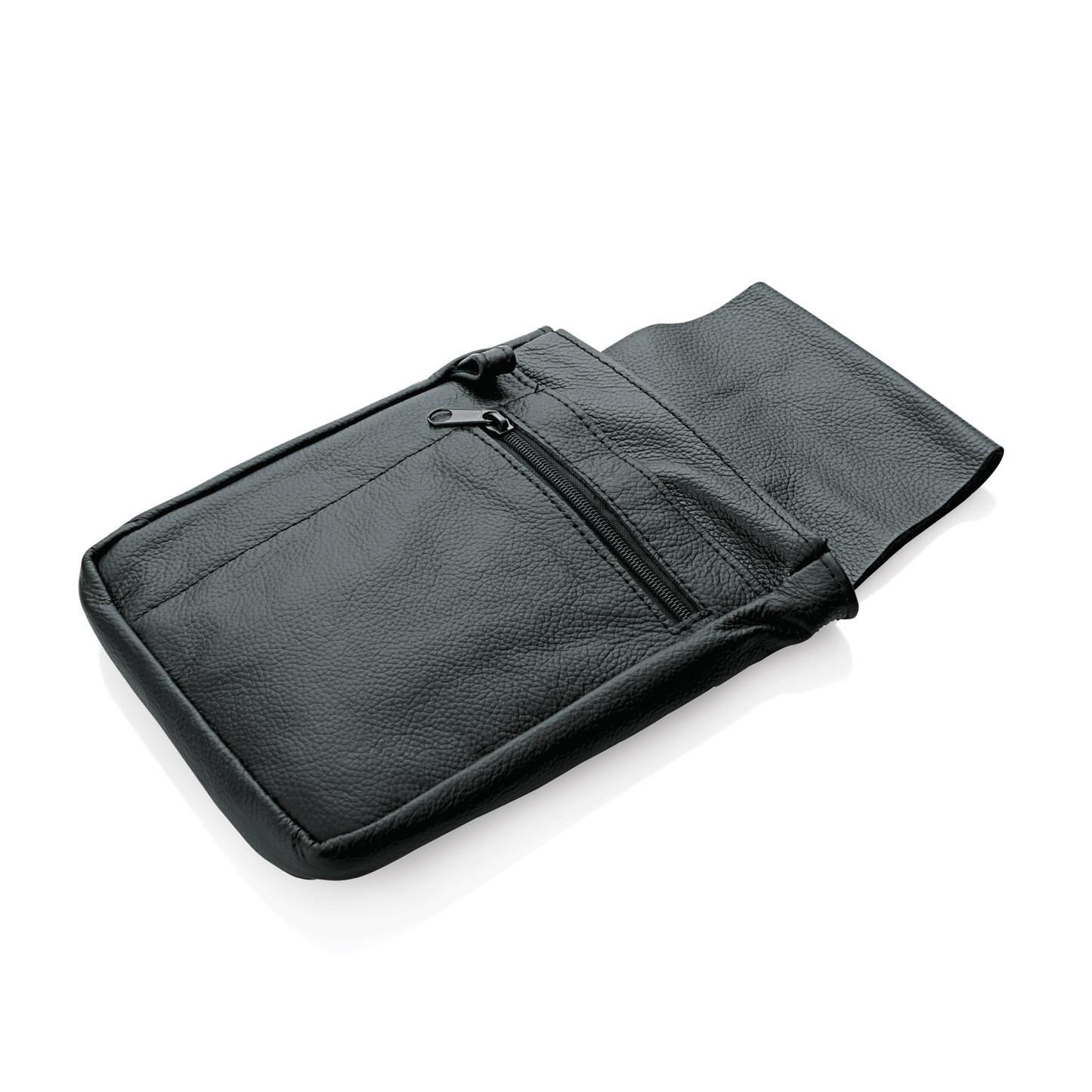 Schwarze Kellner-Gürteltasche mit Reißverschluss.