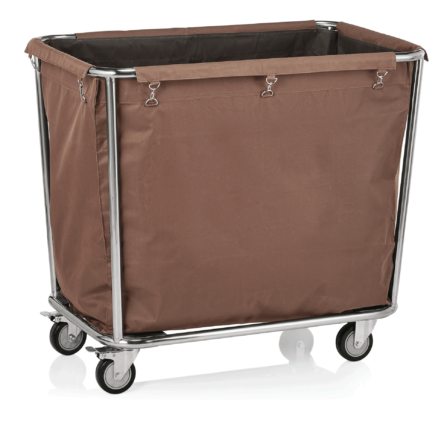 Brauner Wäschewagen mit Rollen.