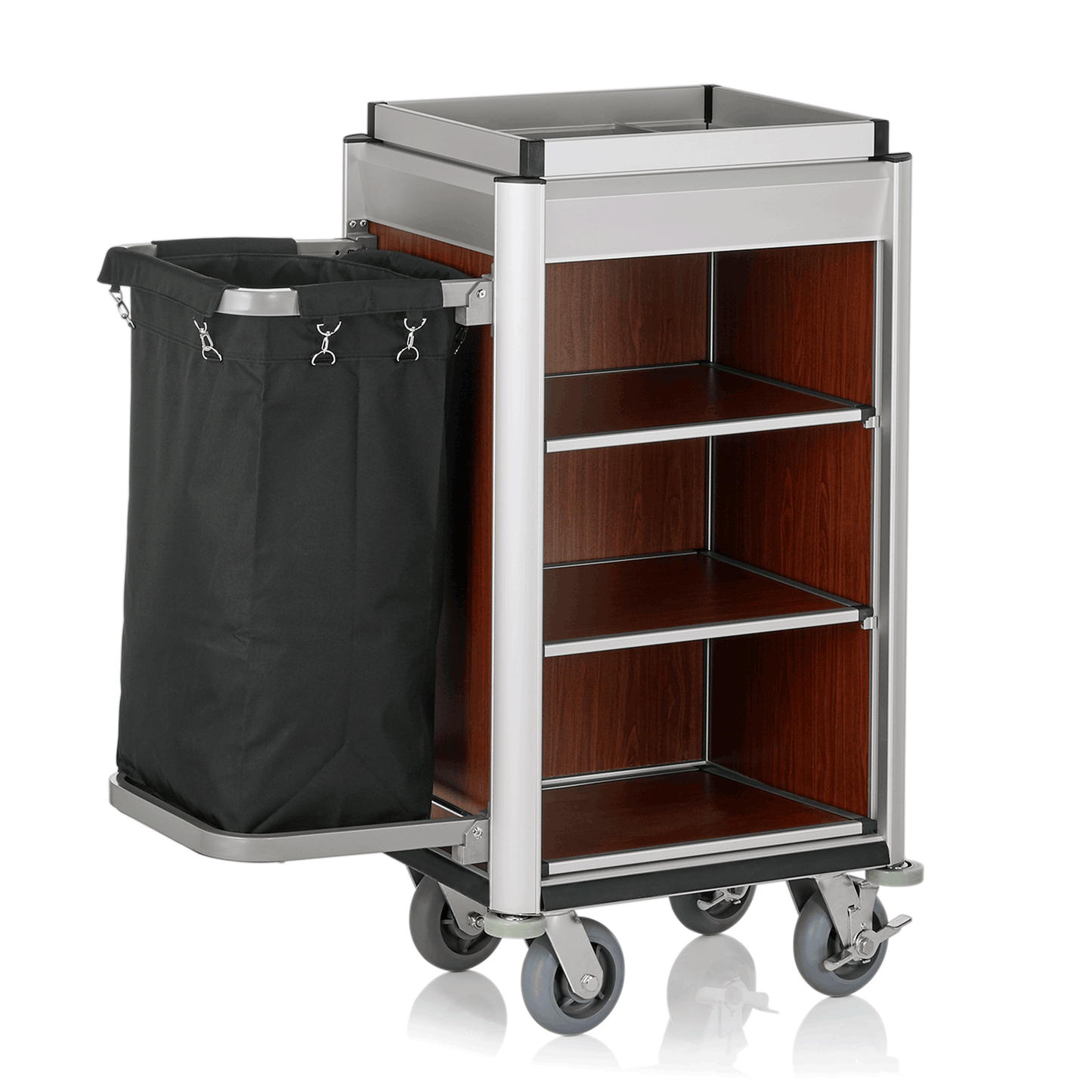 Servierwagen mit Ablagefächern und Tasche.