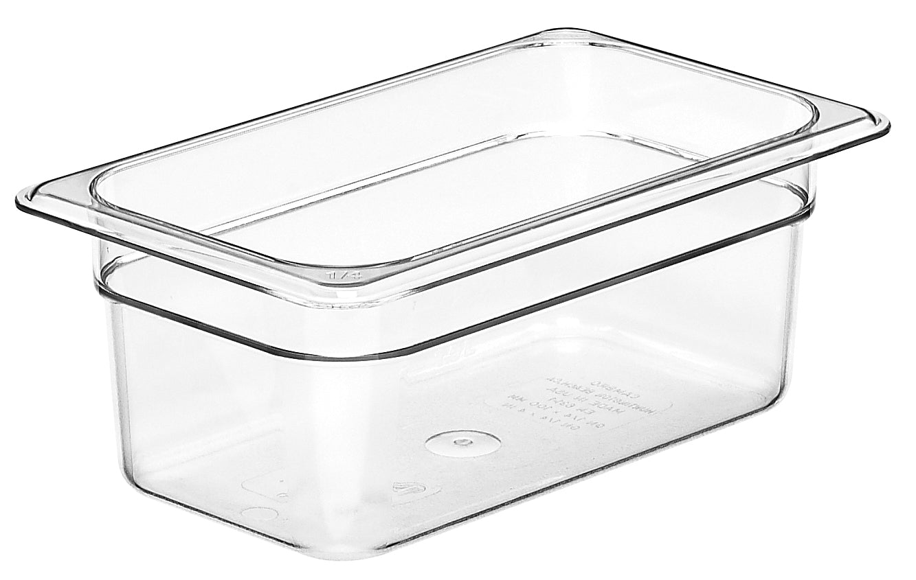 Transparente GN-Behälter aus Kunststoff.
