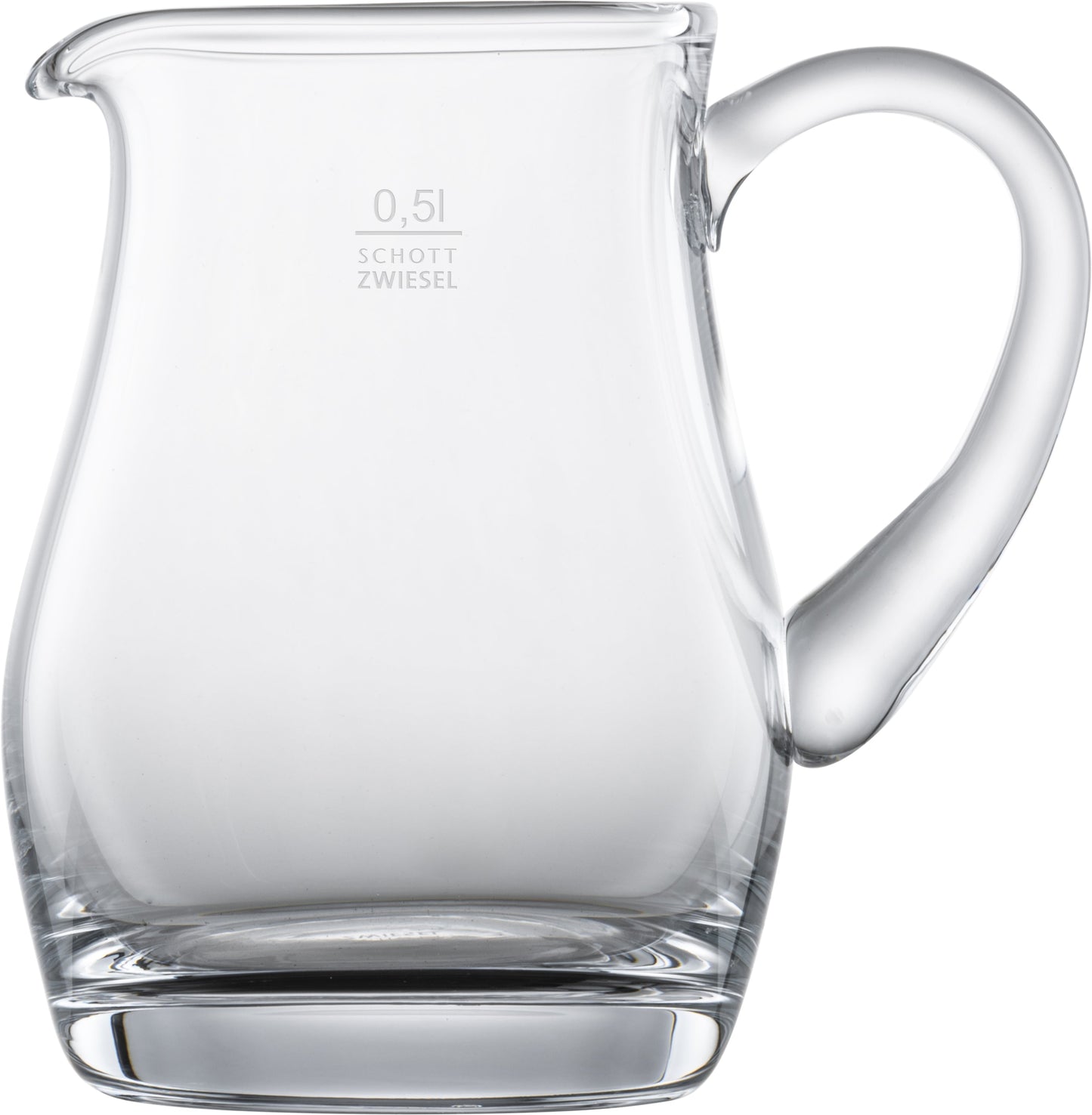 Glaskrug mit Henkel, 0,5L.