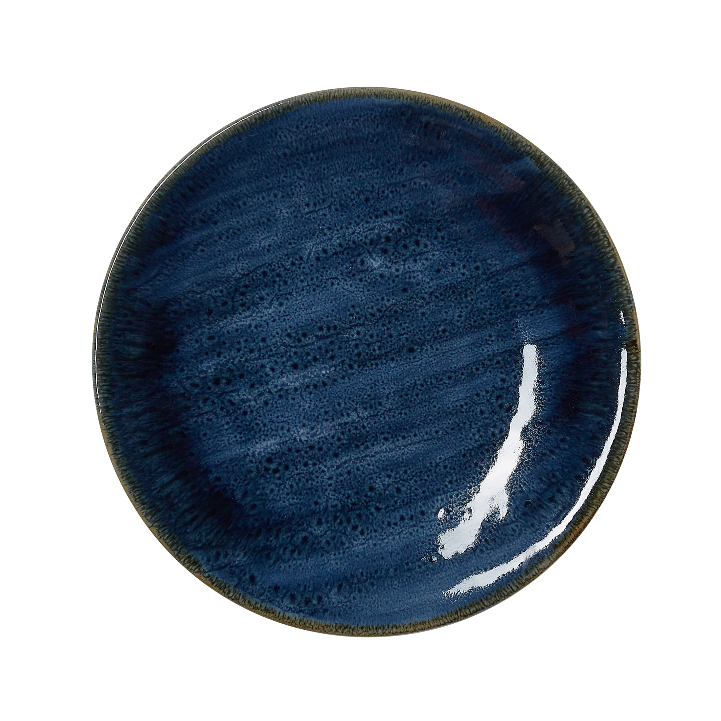 Blauer Keramikteller mit Textur.