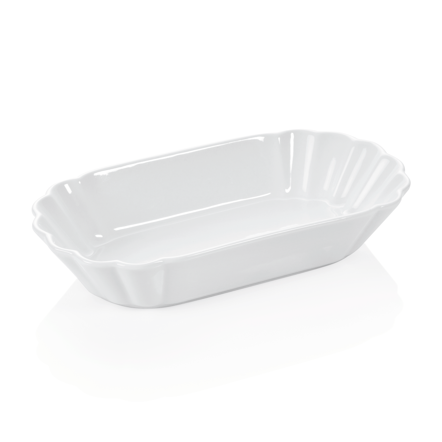 Weiße, ovale Porzellanschale.