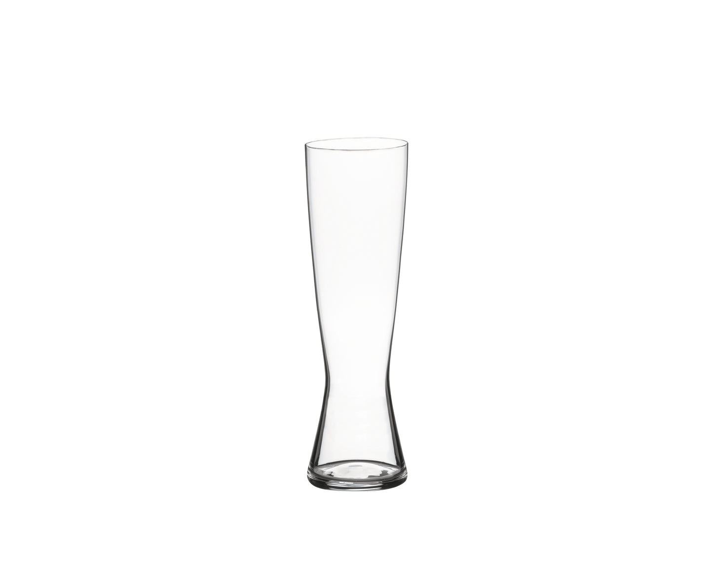 Leeres, hohes Bierglas auf Weiß.