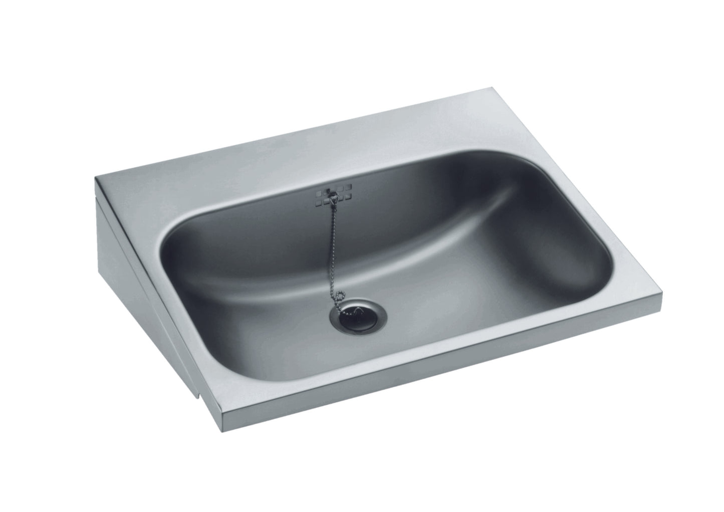 Edelstahlspülbecken mit Kette.